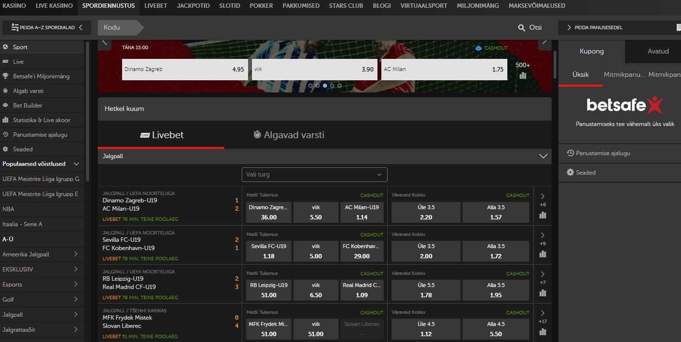 Betsafe, spordiennustus.online