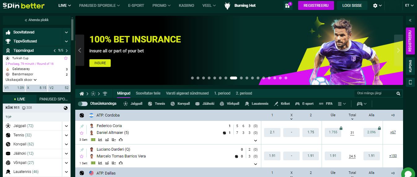 SpinBetter Bookmaker Estonia, spordiennustus.online