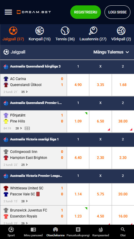 Dream.bet Bookmaker Live betting
