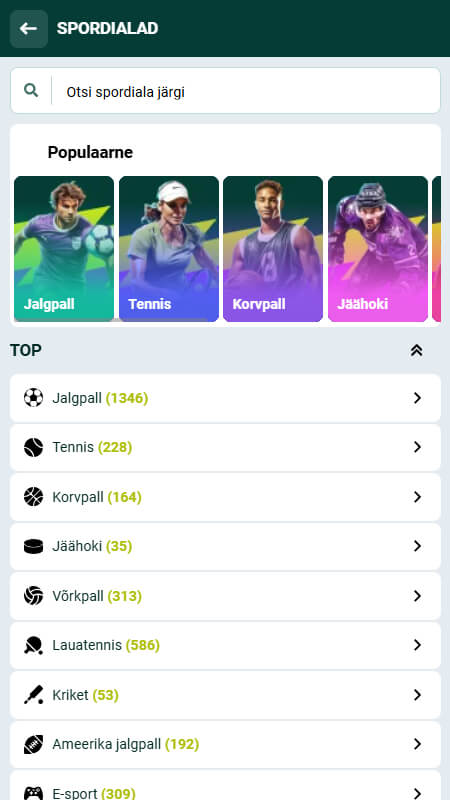 Spinbetter Bookmaker type of sports
